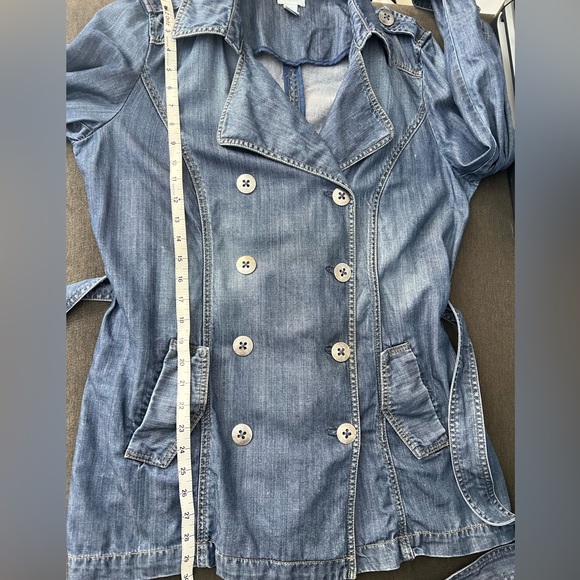 CHICO’S DENIM TRENCH JACKET CHICO SIZE 2=SIZE 12-14 EUC OOS ON WEBSITE - Picture 4 of 9